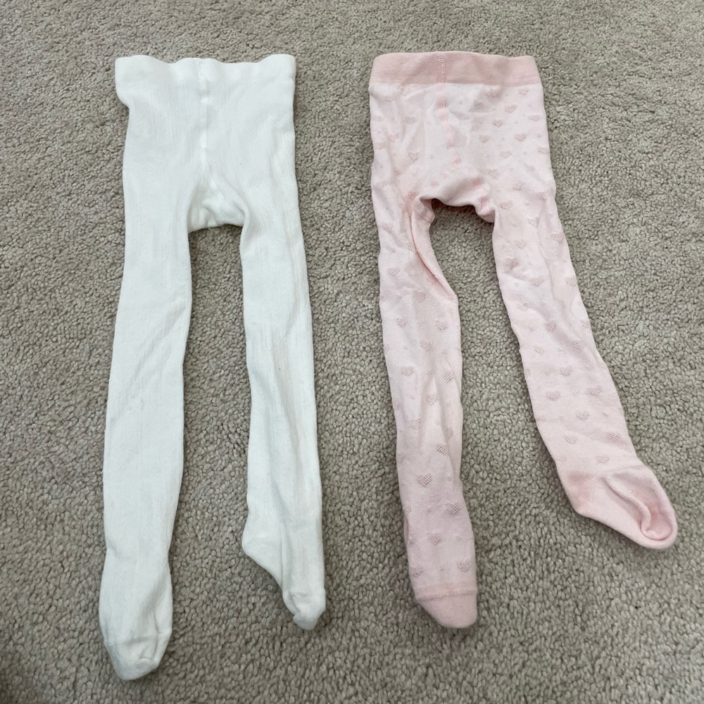 H&M Kids White and Pink Heart Tights